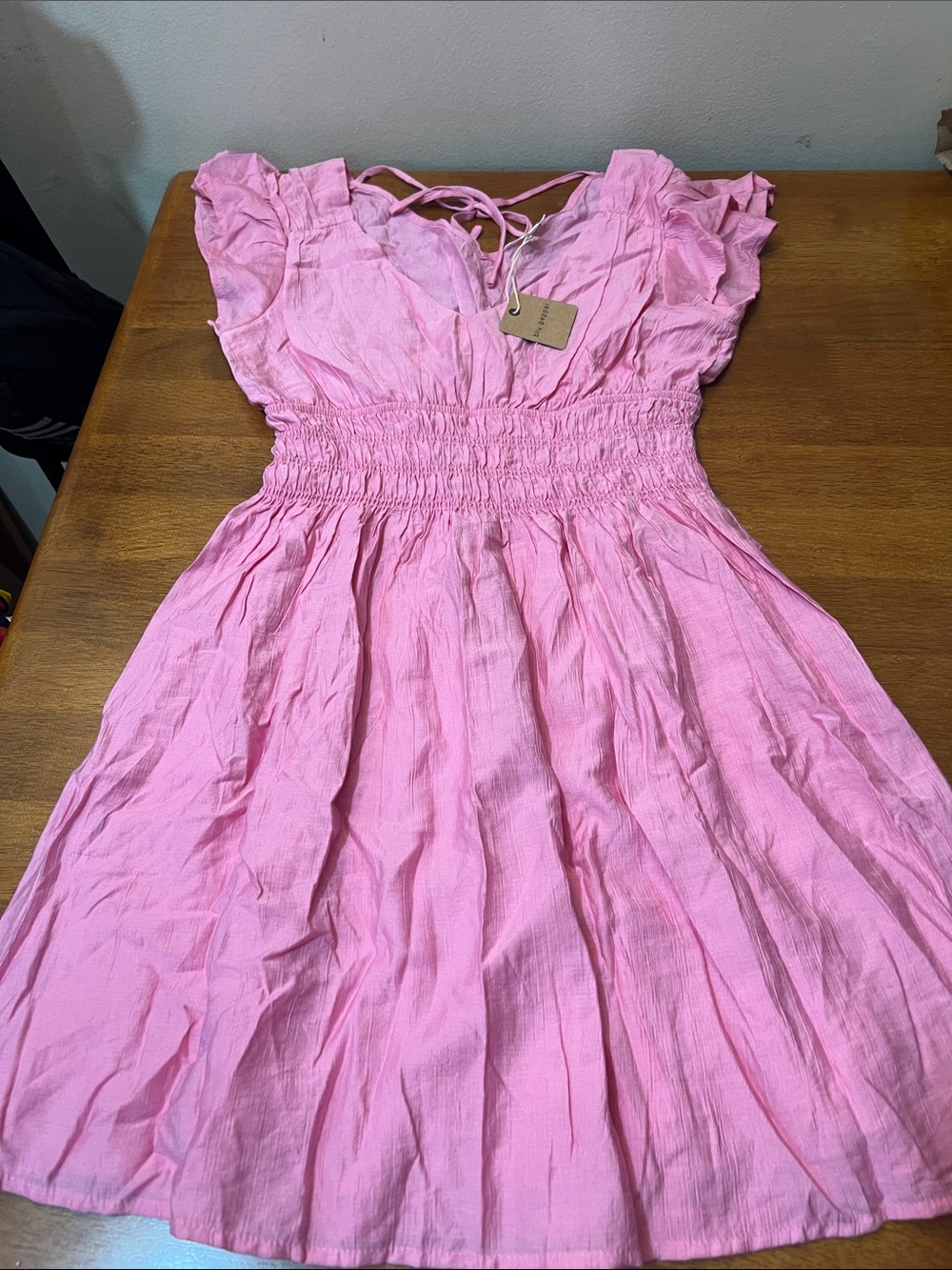 BLU PEPPER Pink Smocked Waist Sundress -Size MEDIUM nwt